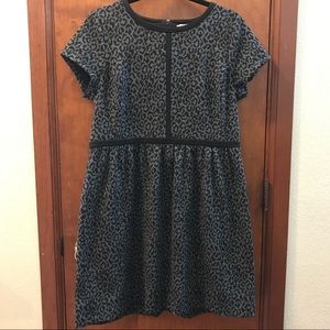 LOFT Gray and Black Leopard Print Dress